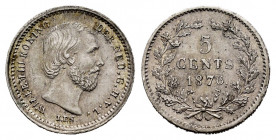 Low Countries. Wilhelm III. 5 cents. 1876. (Km-91). Ag. 0,70 g. XF. Est...25,00. 

Spanish Description: Países Bajos. Wilhelm III. 5 cents. 1876. (K...