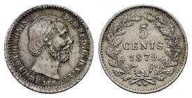 Low Countries. Wilhelm III. 5 centimes. 1879. (Km-91). Ag. 0,69 g. XF. Est...20,00. 

Spanish Description: Países Bajos. Wilhelm III. 5 centimes. 18...