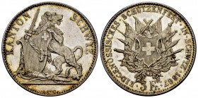Switzerland. 5 francs. 1867. Bern. (Km-S9). Ag. 25,02 g. Knock on edge. Original luster. AU. Est...300,00. 

Spanish Description: Suiza. 5 francs. 1...