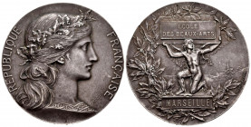 France. Medal. Marseille. Anv.: Engraver: Daniel Dupuis. Rev.: Engraver: Henri Dubois. School of fine arts. Marseilles. Ag. 60,50 g. Exempt from expor...