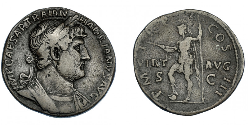 IMPERIO ROMANO. ADRIANO. Sestercio. Roma (121-122). A/ Busto laureado y con cora...