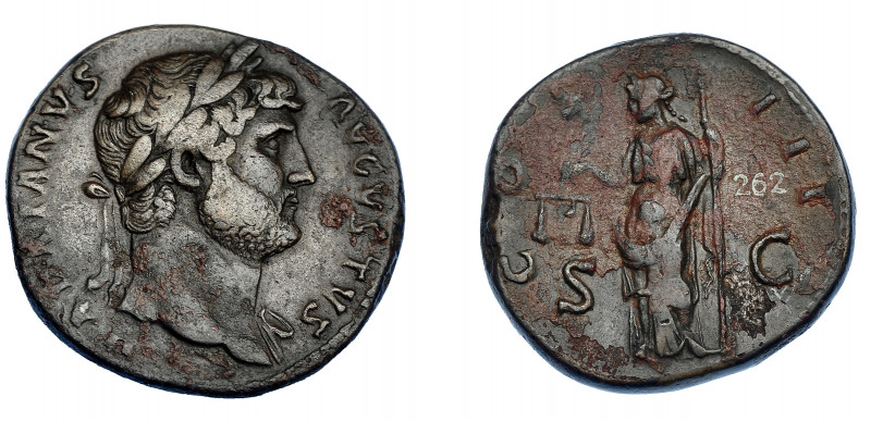 IMPERIO ROMANO. ADRIANO. Sestercio. Roma (125-128). A/ Busto laureado a der. Con...