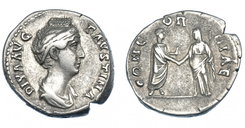 IMPERIO ROMANO. FAUSTINA LA MAYOR. Denario. Roma (141). A/ Busto de Faustina dra...