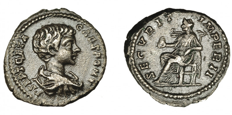 IMPERIO ROMANO. GETA. Denario. Roma (199-202). A/ Busto drapeado a der.; P SEPT ...