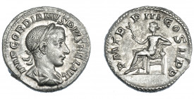 IMPERIO ROMANO. GORDIANO III. Denario. Roma (241-243). A/ Busto laureado, drapeado y acorazado a der.; IMP GORDIANVS PIVS FEL AVG. R/ Apolo sentado a ...