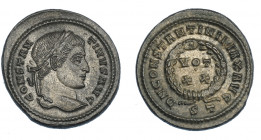 IMPERIO ROMANO. CONSTANTINO I. Follis. Ticinum (320-321). R/ Láurea rodeando VOT/XX; DN CONSTANTINI MAX AVG, exergo ST. VE 4,54 g. 20,9 mm. RIC-140. E...