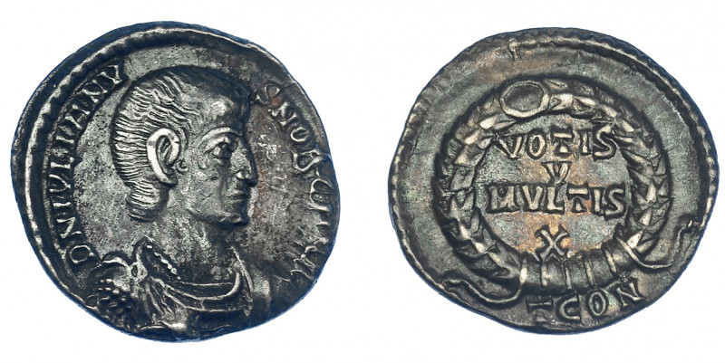 IMPERIO ROMANO. JULIANO (César). Silicua. Arelate (355-360). R/ Láurea rodeando ...