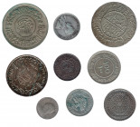MONEDAS EXTRANJERAS. Lote de 9 monedas: Yemen: 1 rial (3: 1956, 1963 y 1965); Chipre 9 piastras de 1919 de ; 1/2 piastras de 1901 de Chipre (4); 50 pi...