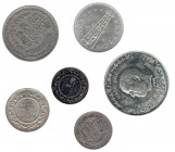 MONEDAS EXTRANJERAS. Lote de 6 monedas: Túnez (5: 20 francos 1353H; 1 dinar 1969; 1 franco 1904; 5 francos 1355H y 2 francos 1916); y Argelia (1: 5 di...