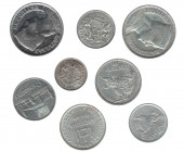 MONEDAS EXTRANJERAS. Lote de 8 monedas: Letonia (5 lati -2: 1931 y 1932-, 2 lats 1925 y 1 lats 1924); Lituania (10 litu -2: 1936 y 1938-, 5 lita 1936)...