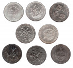 MONEDAS EXTRANJERAS. CUBA. Lote de 8 monedas de 5 pesos: 1980 (2) y 1981 (3). SC.