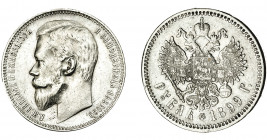 MONEDAS EXTRANJERAS. RUSIA. Nicolás II. 1 rublo de 1899 de San Petersbugo. Y-59.3. MBC+.
