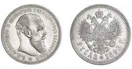 MONEDAS EXTRANJERAS. RUSIA. Alejandro III. Rublo de 1893 de San Petersburgo. KM-46. MBC-/MBC.