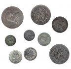 MONEDAS EXTRANJERAS. SUDÁFRICA. Lote de 9 monedas: 2 shillings de 1894 y 1895; 1 shilling de 1894; 1/2 shilling de 1897; 6 peniques de 1896,1950 y 193...