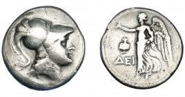 GRECIA ANTIGUA. PANFILIA. Side. Tetradracma (c. 200 a.C.). A/ Cabeza de Atenea a der. R/ Nike avanzando a izq., delante granada y DEI. AR 16,10 g. 28,...