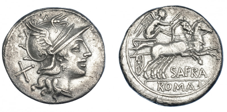 REPÚBLICA ROMANA. AFRANIA. Denario. Roma (150 a.C.). R/ Victoria en biga a der.,...