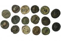 IMPERIO ROMANO. Lote de 16 antoninianos: Carino, Póstumo (3), Salonina (4), Severina, Tácito (6) y Tétrico II. De BC+ a MBC.