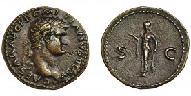 IMPERIO ROMANO. DOMICIANO (bajo Vespasiano). As. Roma (77-78 d.C.). A/ Cabeza laureada a der.; CAESAR AV. F. DOMITIANVS COS V. R/ Spes a izquierda con...