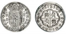 FELIPE V. 2 reales. 1725. Sevilla J. VI-786. Rebaba en anv. EBC.