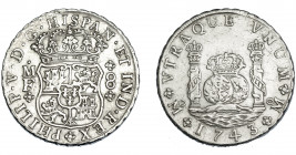 FELIPE V. 8 reales. 1743. México. MF. VI-1151. Pequeñas marcas. MBC+.