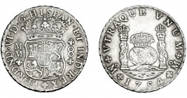 FERNANDO VI. 8 reales. 1754. México. MM. VI-364. Escasa. MBC.