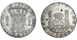 FERNANDO VI. 8 reales. 1760. México. MM. VI-371. Dos resellos orientales. EBC-/MBC+.