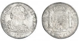 CARLOS III. 8 reales. 1787. México. FM. VI-952. Un resello oriental en rev. MBC+.