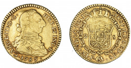 CARLOS III. 2 escudos. 1787. Popayán. SF. VI-1386.MBC-/MBC.