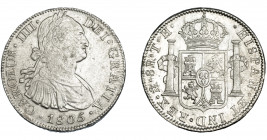 CARLOS IV. 8 reales. 1805. México. TH. VI-803. Leve plata agria. R.B.O. MBC+.