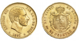 ALFONSO XII. 25 pesetas. 1883*18-83. Madrid. MSM. VII-112. MBC+.