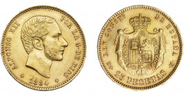 ALFONSO XII. 25 pesetas. 1884*18-84. Madrid. MSM. VII-113. EBC-/MBC+.