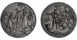 ALFONSO XIII. Medalla. IIII Centenario del Descubrimiento de América. 1892. Bronce 70 mm. Grabador B. Maura. MPN-996. Pequeñas marcas. EBC.