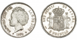 ALFONSO XIII. 5 pesetas. 1894 *18-94. Madrid. PGV. VII-187. B.O. SC/EBC+.