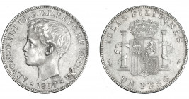 ALFONSO XIII. Peso. 1897. Manila. SGV. VII-192. EBC-.