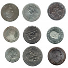 MONEDAS EXTRANJERAS. Lote de 9 monedas: Tanzania (200 shilingi 1981, 50 shilingi 1974, 20 shilingi 1981) Zambia (5 kwalha 1979), Lesotho (10 maloti 19...