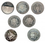 MONEDAS EXTRANJERAS. Lote de 7 monedas: 5 dólares de 1972 de Etiopía, 20 birr de 1972 de Etiopía, 10 shiling de 1979 de Somalia (5). SC y Prueba.