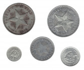 MONEDAS EXTRANJERAS. CUBA. Lote de 5 monedas: 1 peso de 1916 y 1934; 40 centavos de 1915; 20 centavos de 1949 y 10 centavos de 1948. MBC/EBC-.