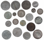 MONEDAS EXTRANJERAS. EGIPTO. Lote de 19 monedas: 1 guirsh de 1293 H; 2 guirsh de 1293 H; 5 guirsh de 1876, 1909 (2); 10 guirsh de 1327 H 1937y 1293 H;...