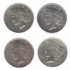MONEDAS EXTRANJERAS. ESTADOS UNIDOS DE AMÉRICA. Lote de 4 monedas de 1 dólar: 1922 (2), 1923-S y 1924. MBC+/EBC-.