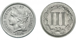 MONEDAS EXTRANJERAS. ESTADOS UNIDOS DE AMÉRICA. 3 centavos. 1889. NGC-MS 65.