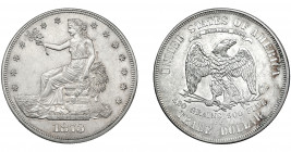 MONEDAS EXTRANJERAS. ESTADOS UNIDOS DE AMÉRICA. Trade dollar. 1873. CC. NGC-UNC cleaned.