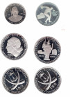 MONEDAS EXTRANJERAS. GUINEA ECUATORIAL. Lote de 6 monedas: 250 francos de 1969; 150 pesetas guineanas de 1970 (4); y 2000 ekueles de 1980. Prueba.