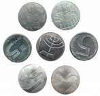 MONEDAS EXTRANJERAS. ISRAEL. Lote de 7 monedas de 5 lirot de 1958, 1959, 1960, 1966, 1967, 1972, 1973. SC.