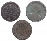 MONEDAS EXTRANJERAS. RUSIA. Lote de 3 monedas de 1 rublo de 1786, 1823 y 1829. BC+/MBC-.