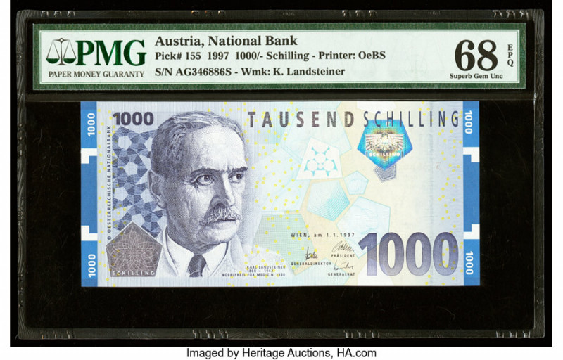Austria Austrian National Bank 1000 Schilling 1.1.1997 Pick 155 PMG Superb Gem U...