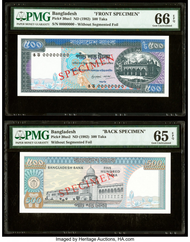 Bangladesh Bangladesh Bank 500 Taka ND (1982) Pick 30as1; 30as2 Front and Back S...