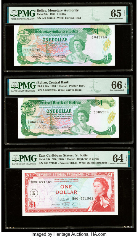 Belize, East Caribbean States & Fiji Group Lot of 6 Examples PMG Gem Uncirculate...