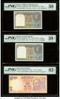 Burma Military Administration 1 (2) Rupee 1940 (ND 1945); 1940 (ND 1947) Pick 25b; 30 Two Examples PMG Choice About Unc 58; Choice About Unc 58 EPQ; M...
