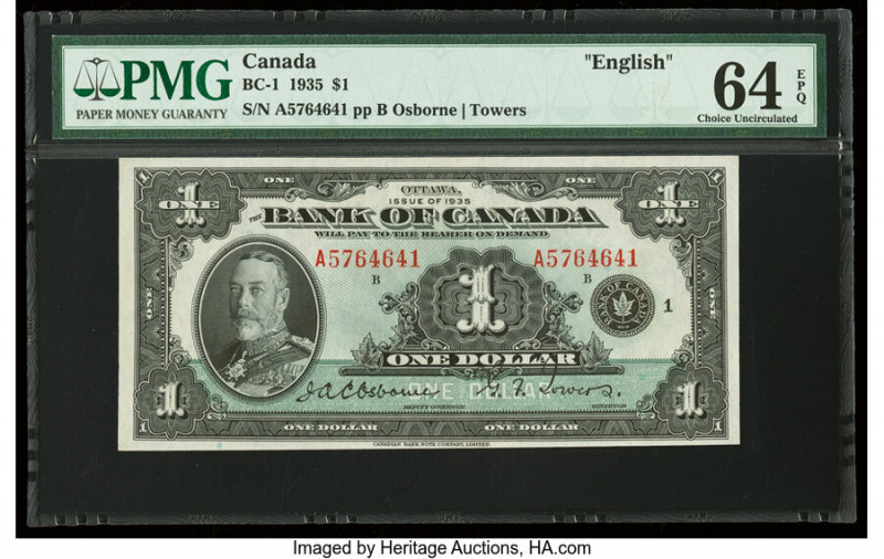 Canada Bank of Canada $1 1935 Pick 38 BC-1 PMG Choice Uncirculated 64 EPQ. 

HID...