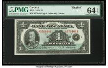 Canada Bank of Canada $1 1935 Pick 38 BC-1 PMG Choice Uncirculated 64 EPQ. 

HID09801242017

© 2020 Heritage Auctions | All Rights Reserved